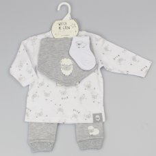 F12594: Baby Unisex Elephant 4 Piece Outfit (0-6 Months)